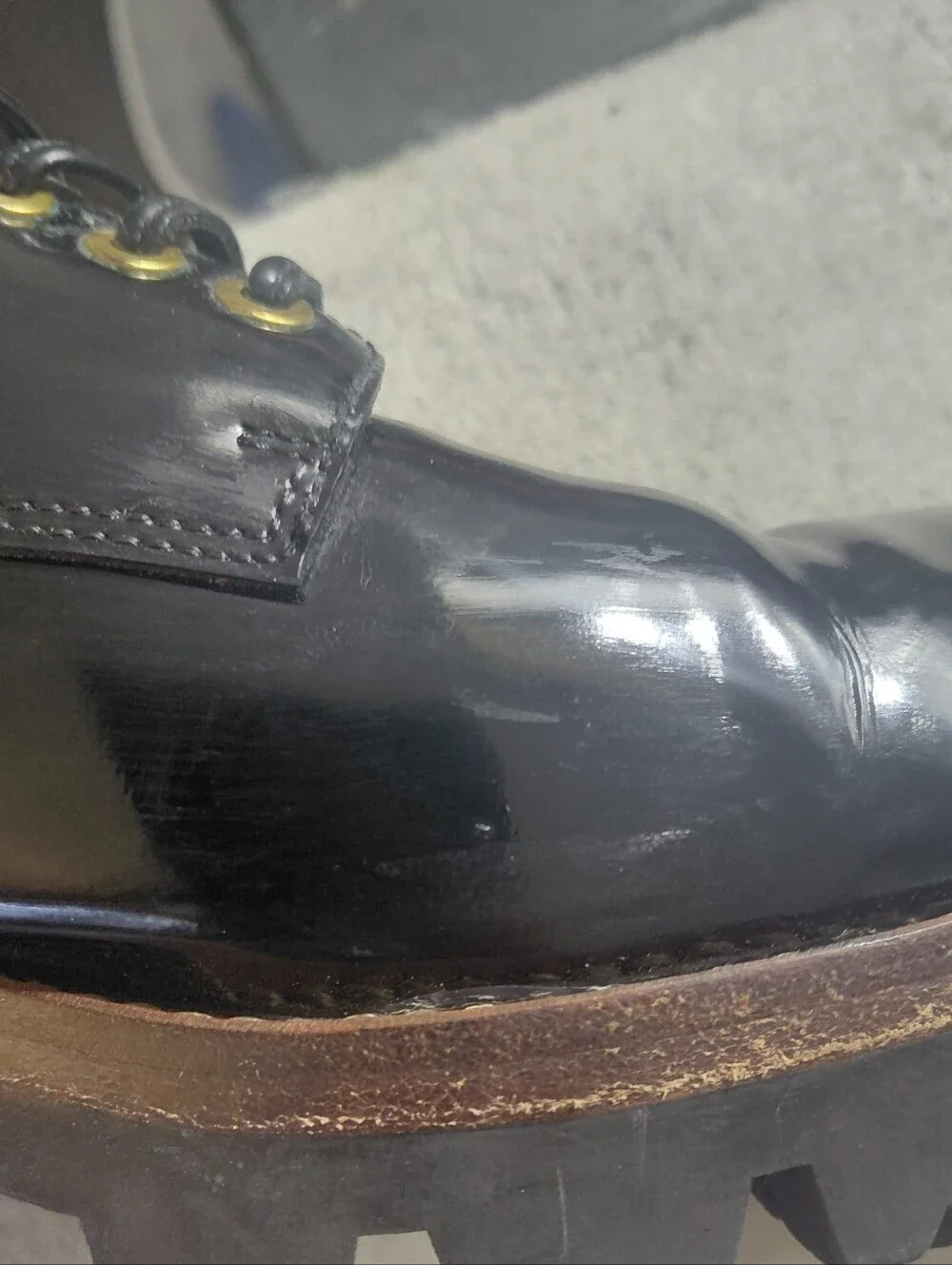 Jeffrey Campbell Black Patent Leather Lace-Up Lug Sole Oxfords Size 9.5